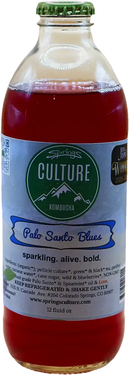 Springs Culture Palo Santo Blues kombucha, 12 oz bottle