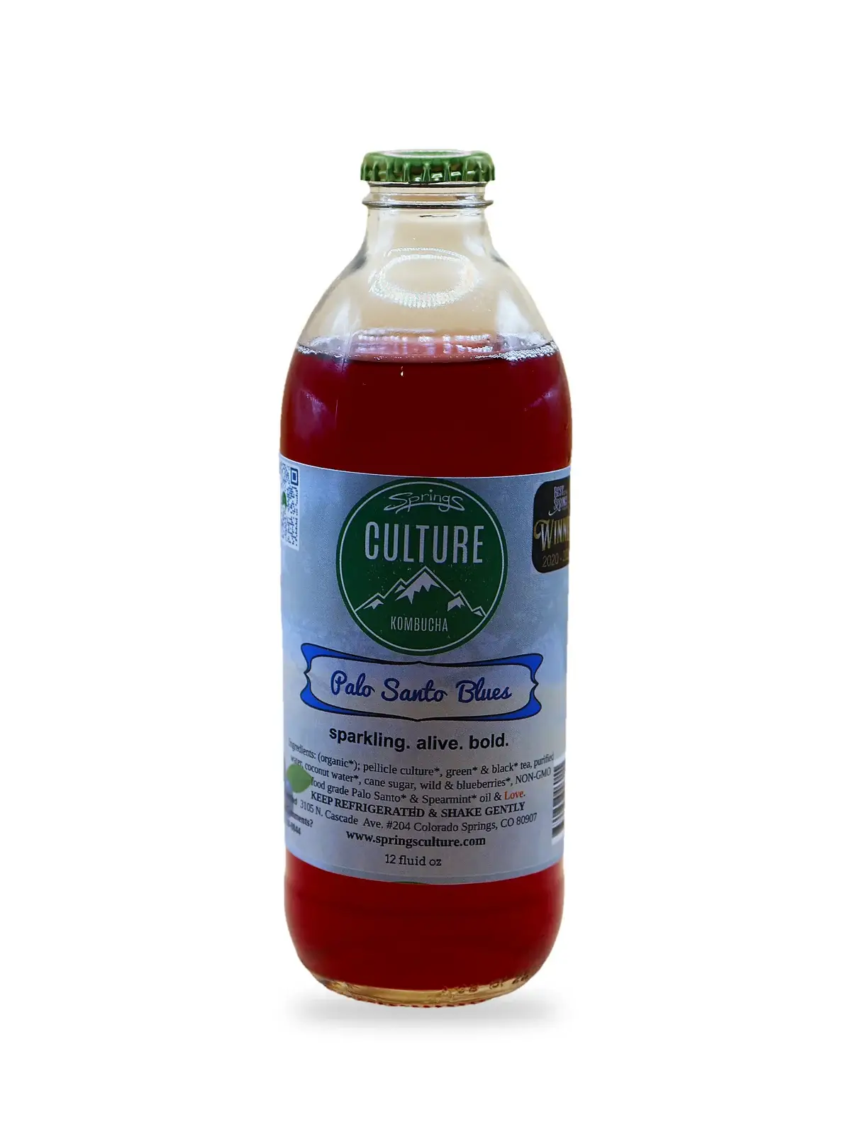 Palo Santo Blues kombucha by Springs Culture