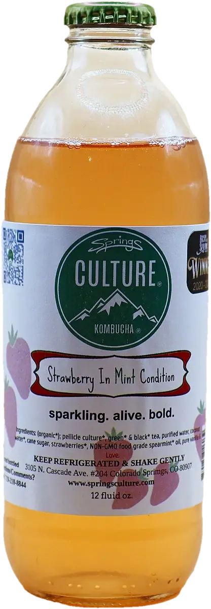 Springs Culture Strawberry In Mint Condition kombucha, 12 oz bottle