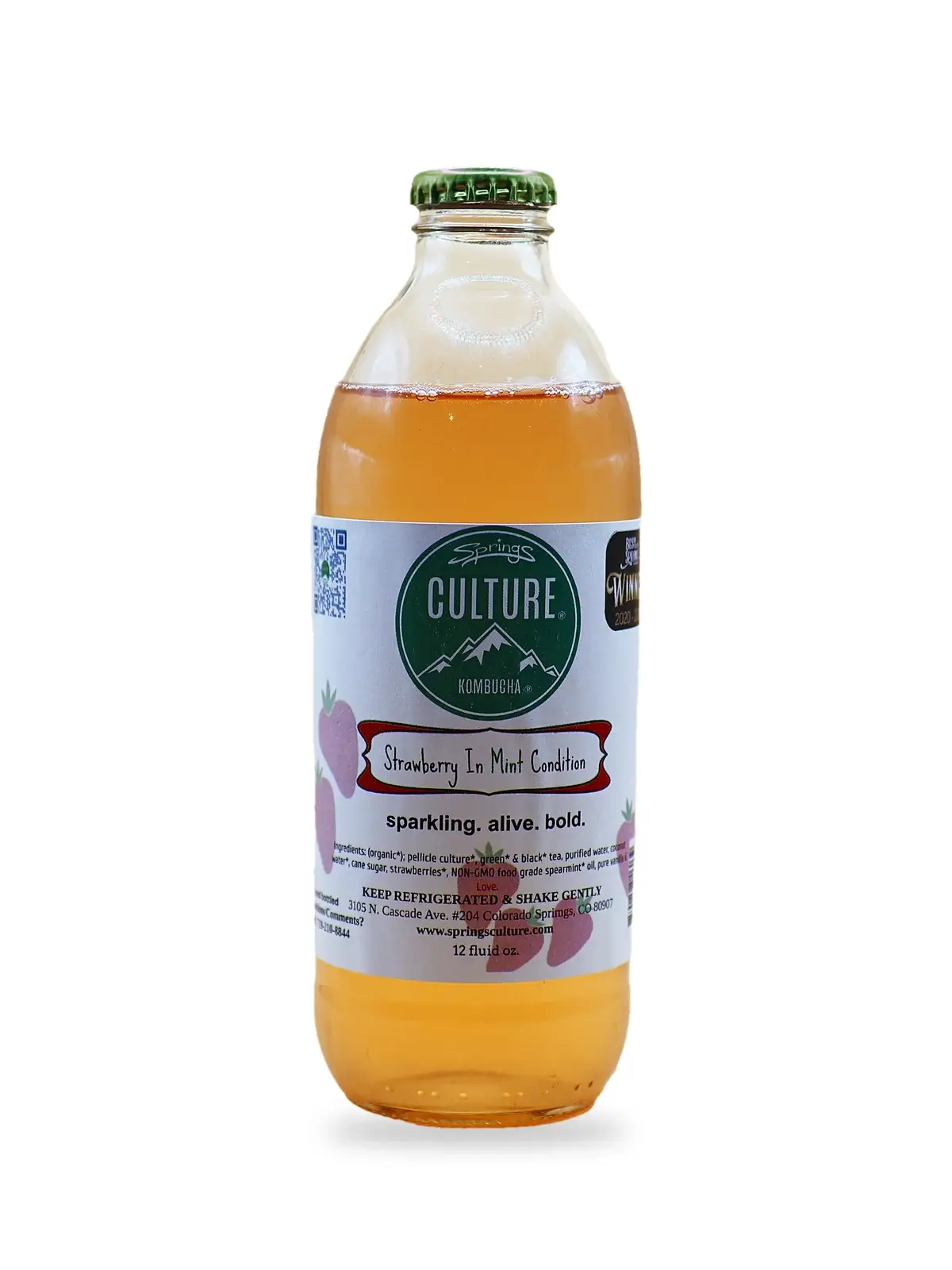 Strawberry In Mint Condition kombucha by Springs Culture