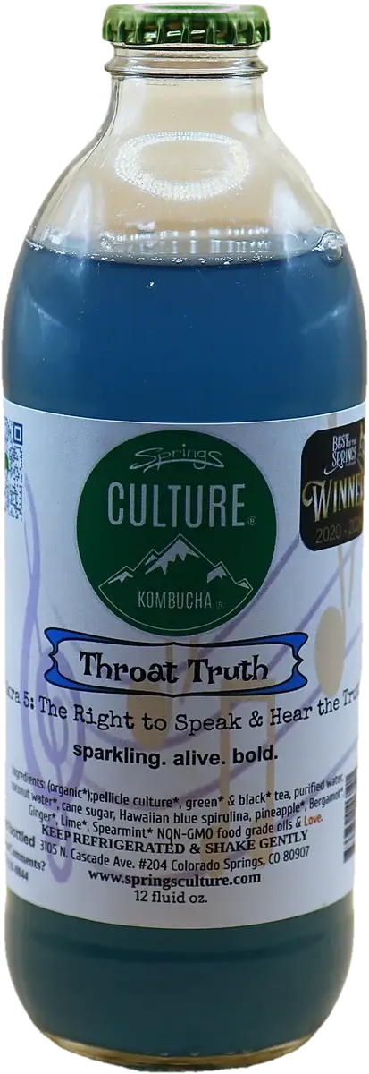 Springs Culture Throat Truth kombucha, 12 oz bottle